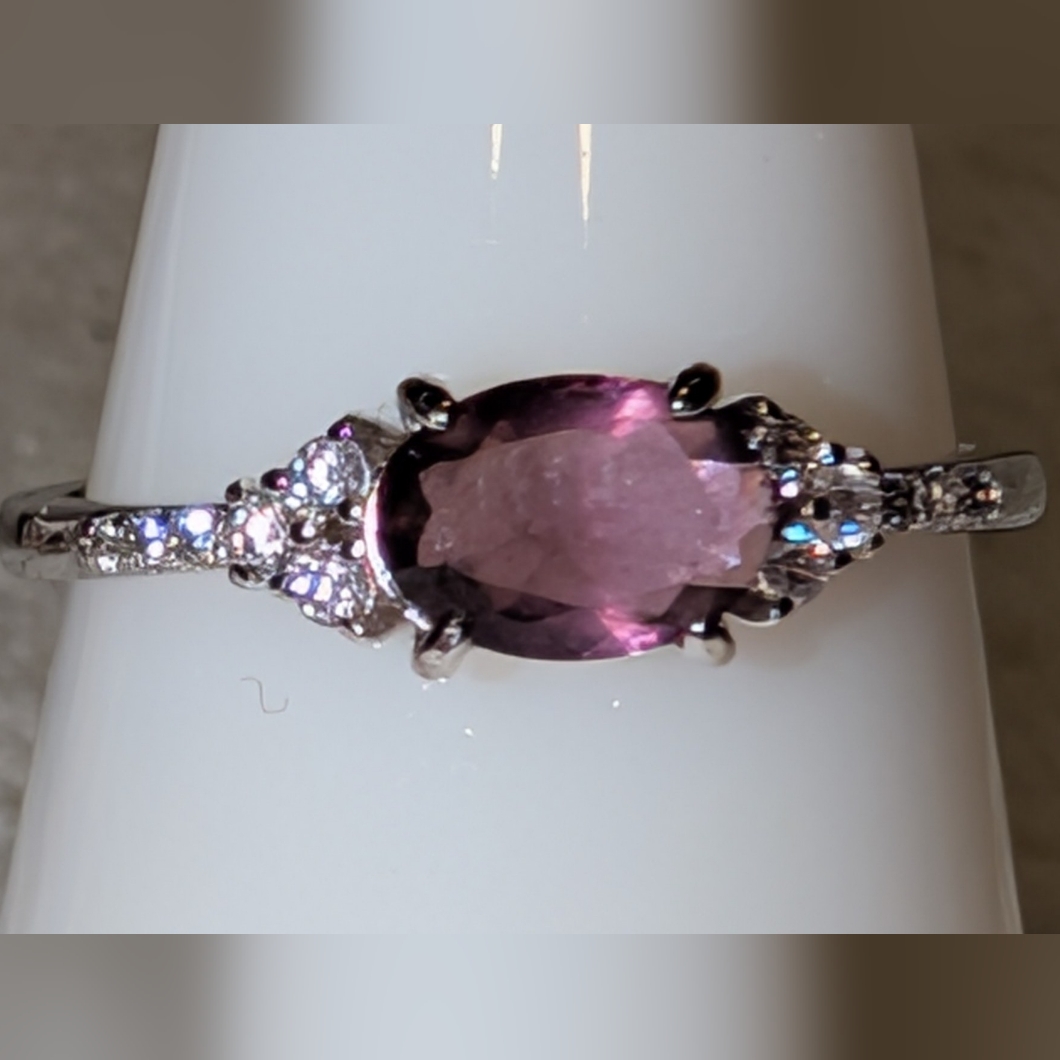 Bp 2242 Lab Amethyst On 925 Solid Sterling Silver Ring Size 7 Brand New 20$